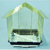 Resim Euro Gold Kuş Telli Üçgen Çatılı Kuş Kafesi Pirinç 34.5x28x45.5 Cm 