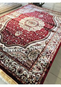 Resim Asaryün Halı Ipek H4158 Bordo İpeksi Geleneksel Renkli Göbekli Klasik Desen Salon Halısı Modern Bordo-kırmızı 