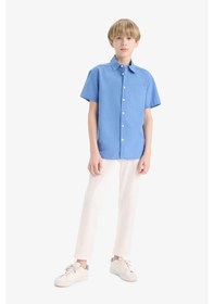 Resim Defacto Erkek Çocuk Oversize Geniş Kalıp Polo Yaka Kısa Kollu Gömlek E5832a825hsbe422 Mavi 