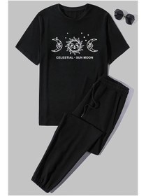 Resim classy moda Unisex Oversize Eşofman Takımı Kısa Kollu T-shirt Rahat Kalıp Günlük Spor Yazlık 