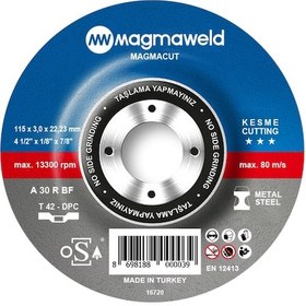 Resim Magmacut Kesme Taşı-bombeli 115 X 3.0 X 22 mm 