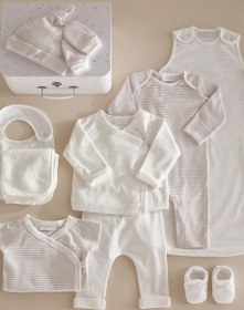 Resim Organik Pamuklu My Perfect Start Yenidoğan Bebek Hediye Seti - Beyaz - Gri / 0 - 3 Ay 
