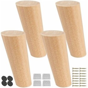 Resim Mufunye 25cm Ahşap Mobilya Ayakları, 4 Adet Konik Eğimli Masa Ayakları, Kanepe Sandalye Dolabı Koltuk Dolabı İçin Yedek Meşe Yatak Ayakları, Doğal Vernikli 
