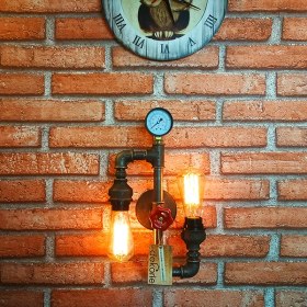 Resim Dekorle Manometreli 2 Ampullü Duvar Lambası - DLDL01101 