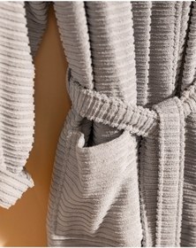 Resim Madame Coco Carla Kimono Unisex %100 Pamuk Bornoz Set Gri 