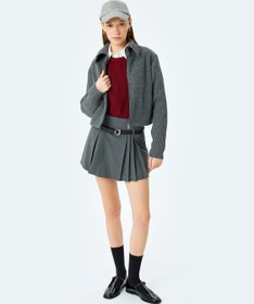 Resim Fermuarlı Slim Fit Dik Yaka Uzun Kollu Sweatshirt 