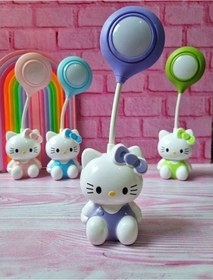 Resim Sanrio Hello Kitty Tasarımlı Şarzlı Çocuk Odası Masa Lambası Mor 
