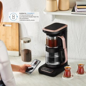 Resim Karaca Wi-Fi Pro Android-Ios Uyumlu Çaysever 4 In 1 Konuşan Cam Çay ve Filtre Kahve Makinesi 2500W 