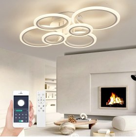 Resim woda Modern Tavan Lambası Kısılabilir U 80 cm Beyaz Tavan Lambası 72W 6400lm Uzaktan Kumandalı 