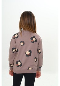 Resim Toontoy Kız Çocuk Pano Baskılı Sweatshirt Koyu Kahverengi 