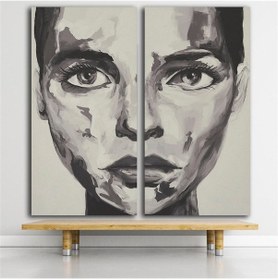 Resim Kadın Portre Iki Parçalı Kanvas Tablo 