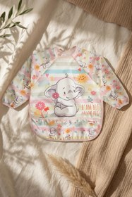 Resim melonika Little Dreamer Su Geçirmez Uzun Kollu Bebek Mama Önlüğü - Sevimli Fil Desenli Sıvı Geçirmez Aktivite 