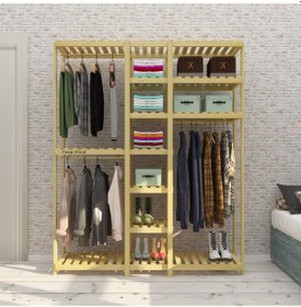 Resim Tres Espejo - Açık Ahşap El Yapımı Elbise Dolabı Tornavida - Matk 