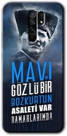 Resim MRCİLETİSİM (mrc11049) Bozkurt Atatürk Kılıf Baskılı Kapak Tam Kaplayan Mat Seramik Xiaomi Redmi 9 ile uyumlu 