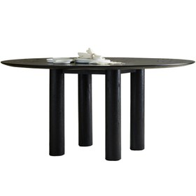 Resim Torre Round L Dining Table Black Oak 
