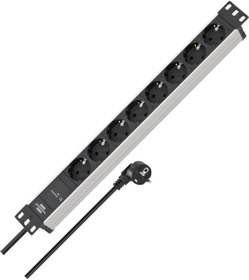 Resim Brennenstuhl Alu-Line Serisi 19" Server Kasası Uyumlu Uzatma Kablosu 9 Soketli 2 Metre Kablolu 5 Yıl 