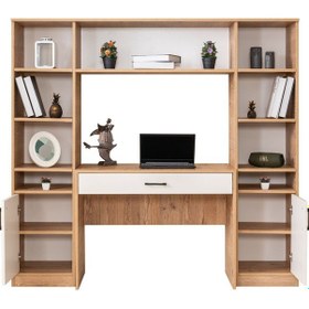 Resim Bilgisayar Masası, Deka Kitaplıklı Çalışma Masası - Ceviz Ceviz 