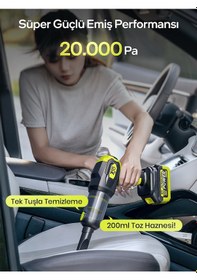 Resim 7go 7GAB-03 20.000PA Güçlü Emiş 25.000mAH Kablosuz Araç İçi Süpürge 