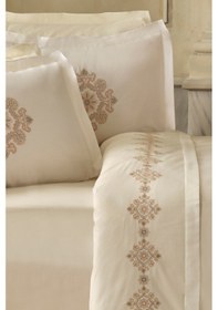 Resim Karaca Home Kelsey Nakışlı %100 Pamuk Çift Kişilik Nevresim Takımı Beyaz Beyaz 