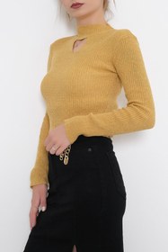Resim ZhlButik Yarım Balıkçı Dekolteli Body Bluz 