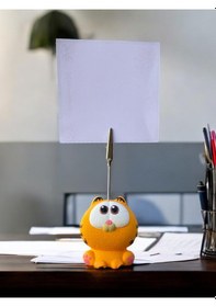 Resim Tembel Sarı Kedi Fotoğraf Not Tutacağı Ofis Masası Hediyelik Tutucu Turuncu 