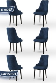 Resim Canisa Trex Serisi 1.sınıf Babyface Kumaş Kahve Metal Ayak 6 Adet Lacivert Sandalye 