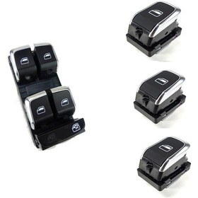 Resim Otobalcı Audi Rs Cam Açma Düğmesi Anahtarı Kromlu Takım 2012-2013 