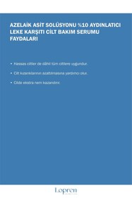 Resim Lopren %10 Azelaik Asit Leke Karşıtı Cilt Bakım Serumu 30 ml 