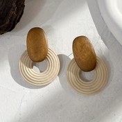 Resim 2 adet Bohem Tarzı Spiral Hollow Ahşap Küpe - Erkekler ve Kadınlar için Zarif Yuvarlak Asma Tasarımı, Yaz Plaj Tatilleri için Mükemmel, Plaj Tatili Takıları|Bohem Küpeler|Ahşap Küpe 
