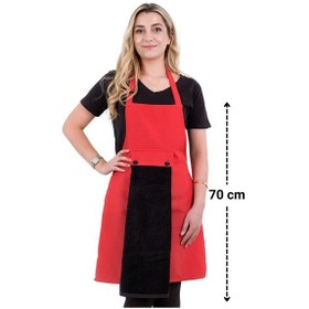 Resim Star Ayar Askılı Havlulu 4lü Mutfak Önlüğü Seti Eldiven Tutacak Kırmızı-siyah-kırmızı 