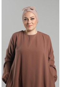 Resim Hürrem Bone Bej Pratik Hazır Geçmeli Fiyonklu Bone Sandy Çift Taraflı Çapraz 3007b 12 Bej 