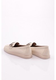 Resim Dgn 981z Kadin Metal Tokali Loafer Ayakkabi Ekru Napa 