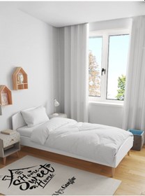 Resim Mrs.Gugar Tek Kişilik Saten Çizgili Beyaz Nevresim Takımı 