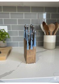 Resim El Yapımı Mutfak Seti 7li Stantlı Ahşap 