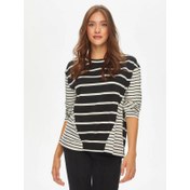 Resim Faik Sönmez Çizgi Kombinli Kadın Uzun Kol T-shirt 69558 (U69558) 