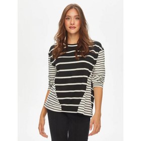 Resim Faik Sönmez Çizgi Kombinli Kadın Uzun Kol T-shirt 69558 (U69558) 