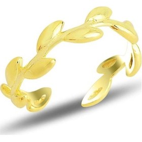 Resim Gümüş Altın Yaldızlı Ayarlamalı Sarmaşık Modeli Eklem Yüzük 