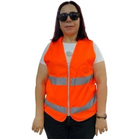 Resim TeknoKapsül Fermuarlı Turuncu Ikaz Yeleği Xl Beden 59 cm 