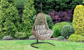 Resim Zen Modern Salıncak - Kahve İp / Krem Kumaş 