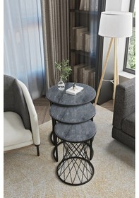 Resim Emga Home Zenith Zigon Sehpa - Antrasit Mermer Antrasit 