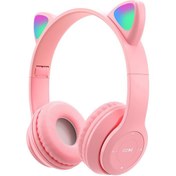 Resim Torima P47M Sevimli Renkli Kedi Kulak Bluetooth Kulaklık Pembe 