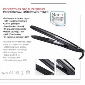 Resim Trina Profesyonel Saç Düzleştirici Nano Titanyum Siyah Plaka Dijital Ekranlı 0060 