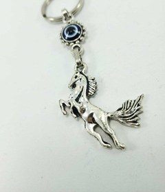 Resim Nazar Boncuğu Anahtarlık Metal At Figürü Hediyelik Aksesuar 