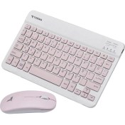 Resim Torima Bluetooth Kablosuz Klavye ve Mouse Seti Pembe Tmk-04 