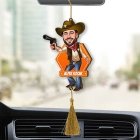 Resim Kovboy Kostümlü Erkek Karikatürlü Araba Süsü 