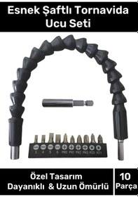 Resim Özel Üretim 360 Derece Bükülebilen Manuel Tornavida Uyumlu Esnek Şaftlı 10 Parça Tornavida Ucu Seti 