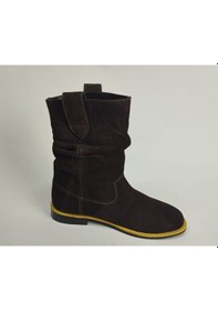 Resim Lucciola Ayakkabı Kadın Hakiki Deri Dikiş Ve Taban Detalı Kahverengi Körüklü Bot Kahverengi 