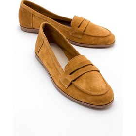 Resim Luvi Shoes Tory Hardal Süet Hakiki Deri Kadın Loafer Ayakkabı Hardal 