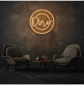 Resim Twins Led Restoranlara Özel Diner Yazılı Neon Tabela Amber Model:model:26233366 