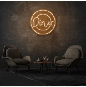 Resim Twins Led Restoranlara Özel Diner Yazılı Neon Tabela Amber Model:model:26233366 